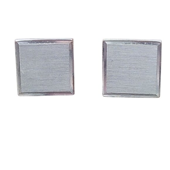 Vintage Swank Brushed Silver-Tone Square Cufflinks 1960's - Picture 1 of 6